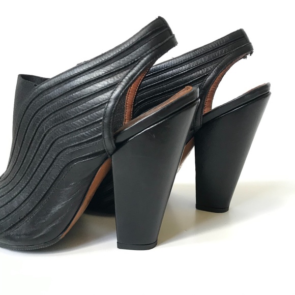 Givenchy Peep Toe Booties Boots 37.5 Black Leather - Picture 4 of 16